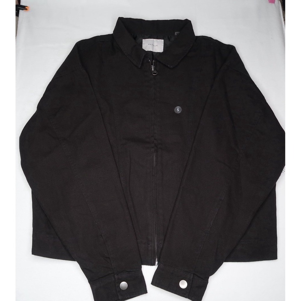 PacSun Black Zip Up Cropped Jacket Men's Streetwear Collared Button‎ Cuff S NWT